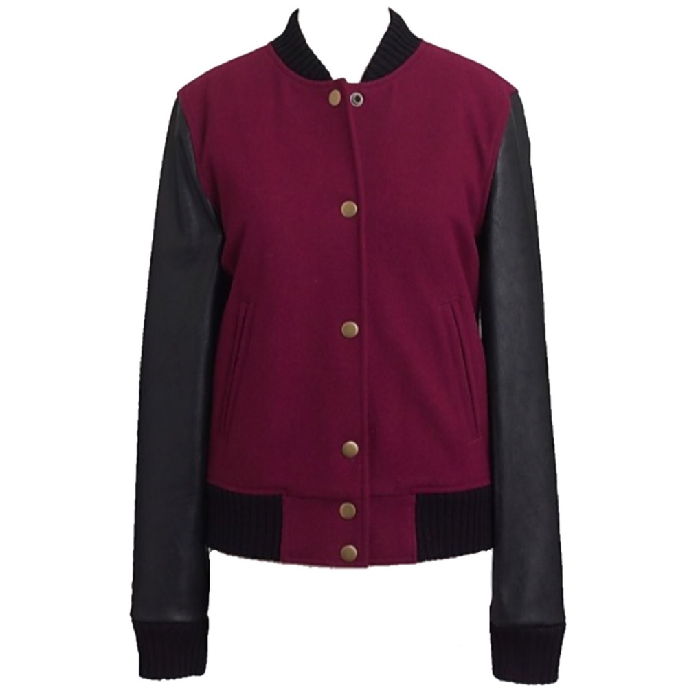 J. Crew Varsity Bomber Leather Jacket
